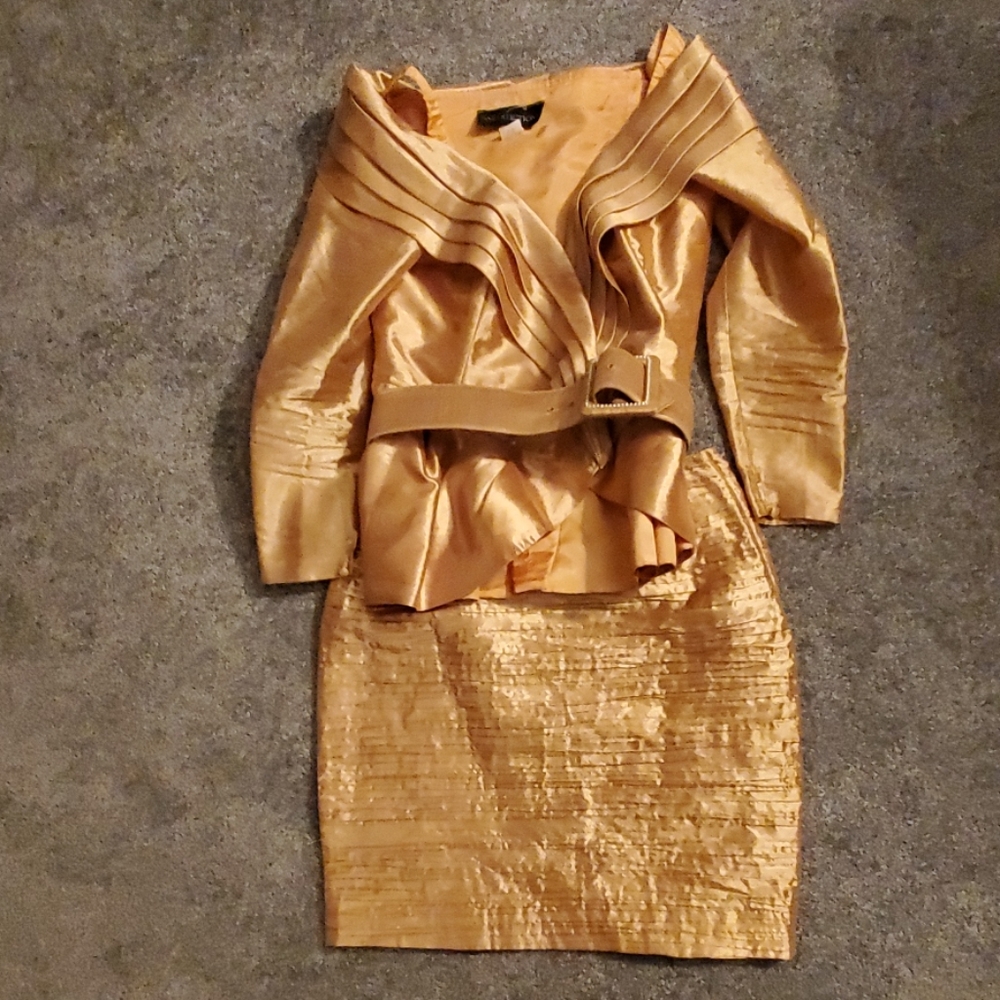 Gold satin suit